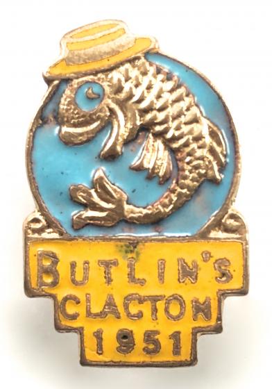 Butlins 1951 Clacton holiday camp leaping fish badge
