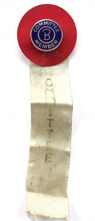 Butlins committee member badge insert and ribbon