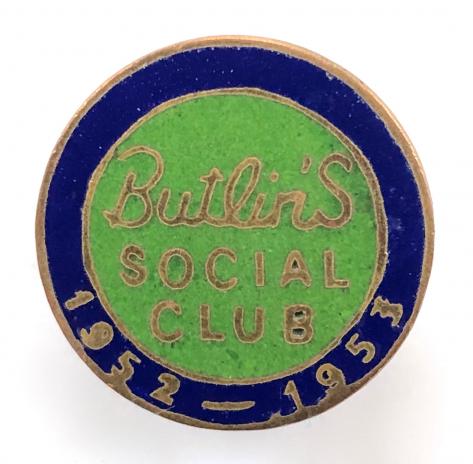 Butlins holiday camp social club badge 1952 to 1953