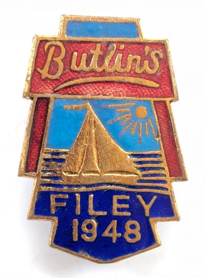 Butlins 1948 Filey Holiday Camp sailing yacht badge
