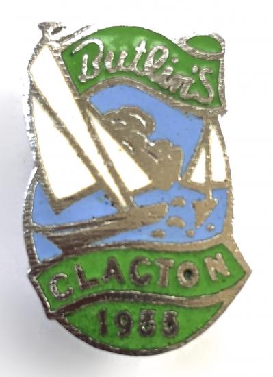 Butlins 1955 Clacton holiday camp sailing boat badge