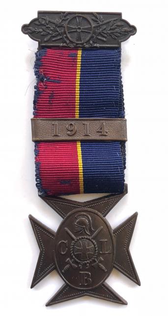 WW1 Church Lads Brigade bronze service medal with 1914 clasp