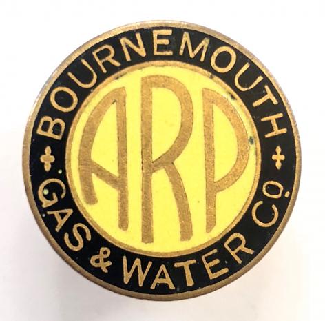 Bournemouth Gas & Water Co air raid precautions ARP warden badge Dorset