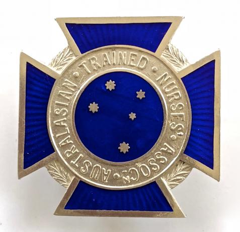 Australasian Trained Nurses Association 1912 silver badge by FLAVELLE BROS