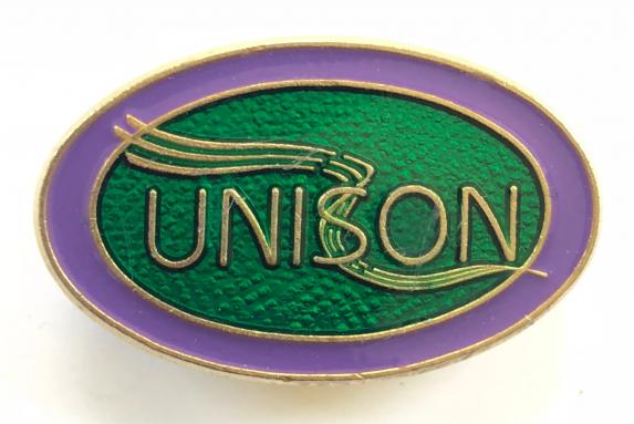 Unison trade union badge 1993 merger of COHSE NUPE, NALGO