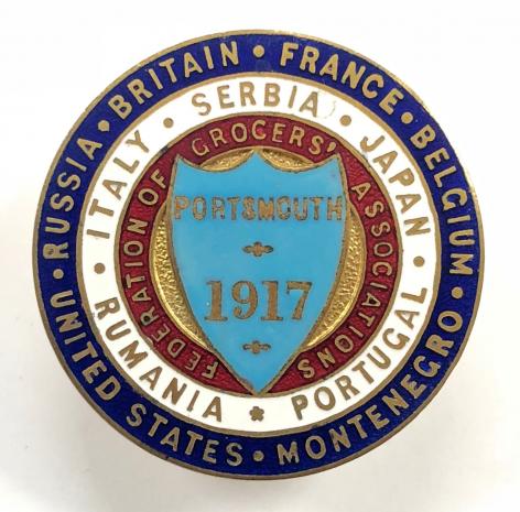 Federation of Grocers' Association Portsmouth 1917 wartime badge