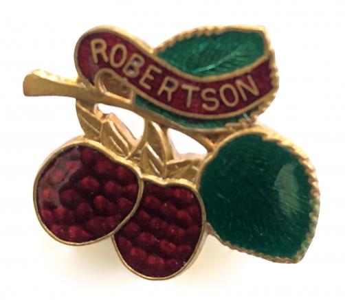 Robertson raspberry fruit jam advertising badge FATTORINI & SONS
