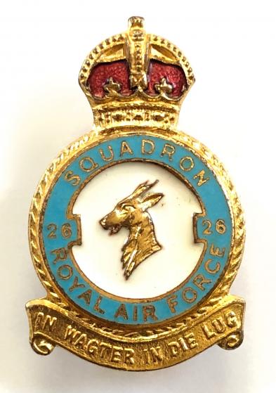 RAF No 26 Squadron Royal Air Force badge circa 1940s