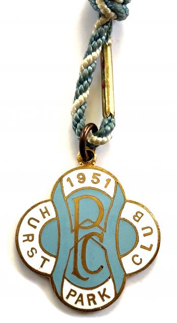 1951 Hurst Park horse racing club badge