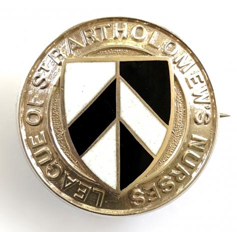 League of St Bartholomew's Nurses silver hospital  badge