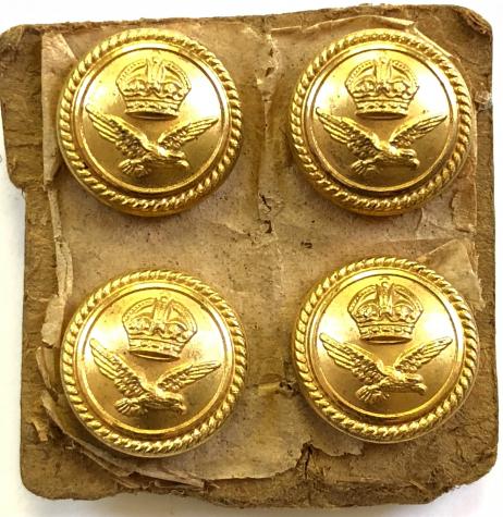 WW1 Royal Flying Corps RFC / RAF 1918 officer's small gilt uniform buttons
