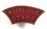 Butlins holiday camp fan-shaped red numbered STAFF badge