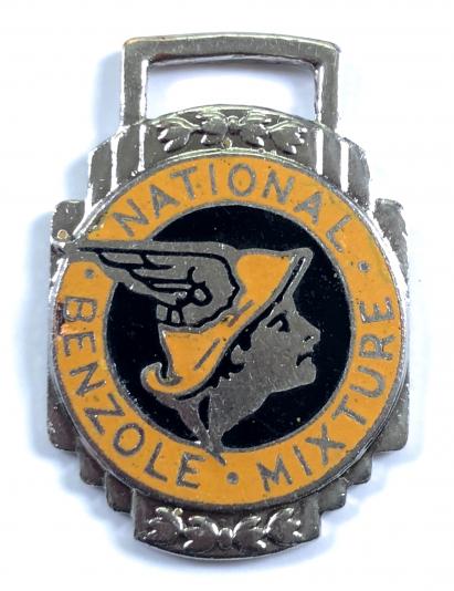 National Benzole Mixture advertising key fob badge circa 1950's