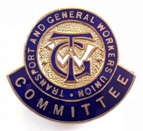 Initialled CTW Transport General Workers Union badge c1995. vintage chrome blank reverse