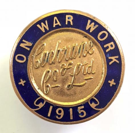 WW1 Cochrane & Co Ltd shipbuilders 1915 on war service badge