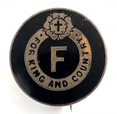 British Fascists 3rd patt For King and Country badge c1923 to 1934