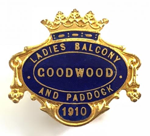 Goodwood Ladies Balcony & Paddock 1910 horse race badge