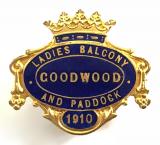 Goodwood Ladies Balcony & Paddock 1910 horse race badge