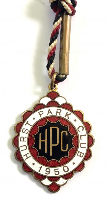 1950 Hurst Park horse race club badge