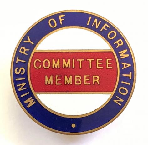 WW2 Ministry of Information Emergency Committee Member official badge
