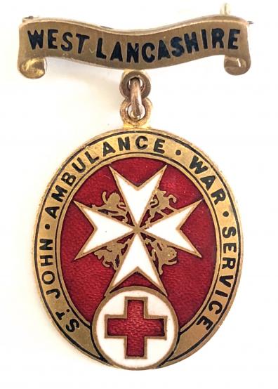 WW1 West Lancs British Red Cross & Order of St John overseas service badge