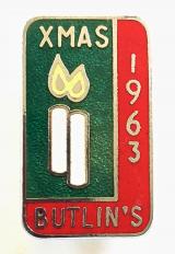 Butlins Xmas 1963 festive Christmas candle badge