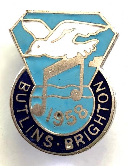 Butlins 1958 Brighton holiday camp bird and music note badge