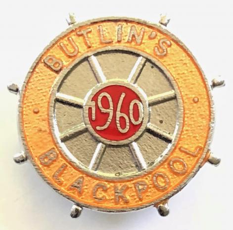 Butlins 1960 Blackpool holiday camp ships wheel badge