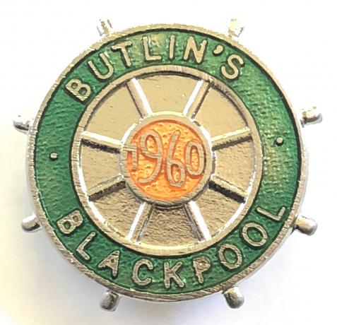 Butlins 1960 Blackpool holiday camp ships wheel badge