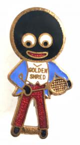 Robertsons Golly tennis player white waistcoat badge by Fattorini