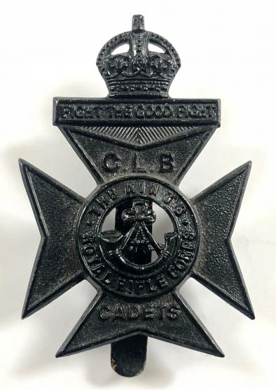 WW1 CLB Cadets Kings Royal Rifle Corps cap badge