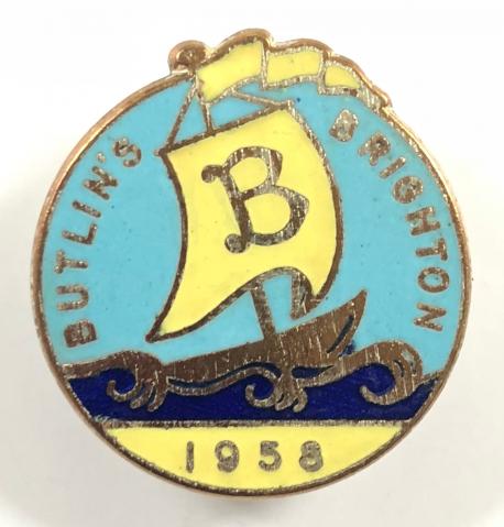 Butlins 1958 Brighton holiday camp sailing boat badge