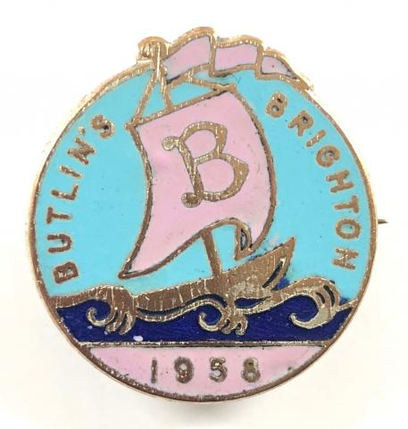 Butlins 1958 Brighton holiday camp sailing boat badge