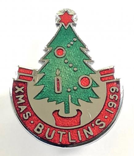 Butlins 1959 Xmas festive Christmas tree badge