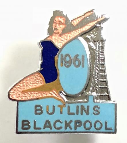 Butlins 1961 Blackpool holiday camp bathing beauty tower badge