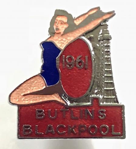 Butlins 1961 Blackpool holiday camp bathing beauty tower badge