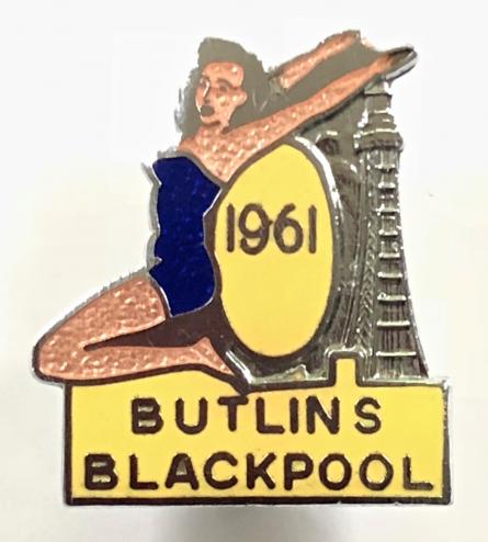 Butlins 1961 Blackpool holiday camp bathing beauty tower badge