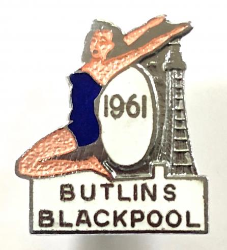 Butlins 1961 Blackpool holiday camp bathing beauty tower badge