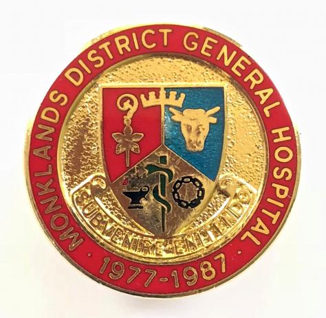Monklands District General Hospital badge Airdrie Lanarkshire Scotland