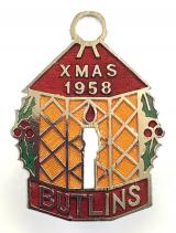 Butlins Xmas 1958 holiday camp festive Christmas lantern badge