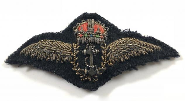 Royal Navy Fleet Air Arm pilot's wing mess dress bullion badge c1937-1952