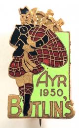 Butlins 1950 Ayr holiday camp Scottish bagpiper badge