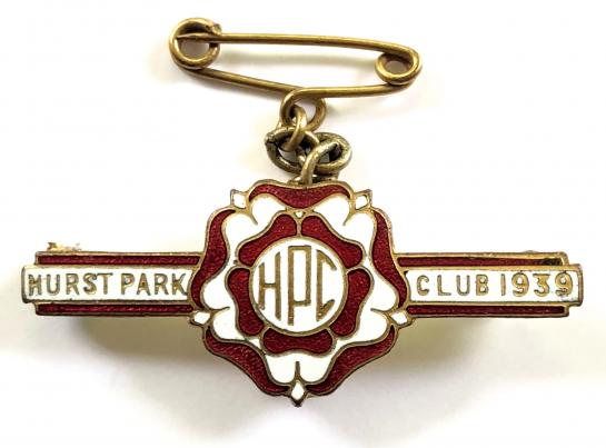 1939 Hurst Park Club horse racing badge