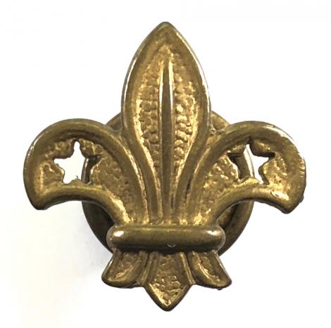 Boy Scouts brass arrowhead round lapel badge