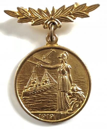 Peace Celebrations 1919 Britannia battleship monoplane medal
