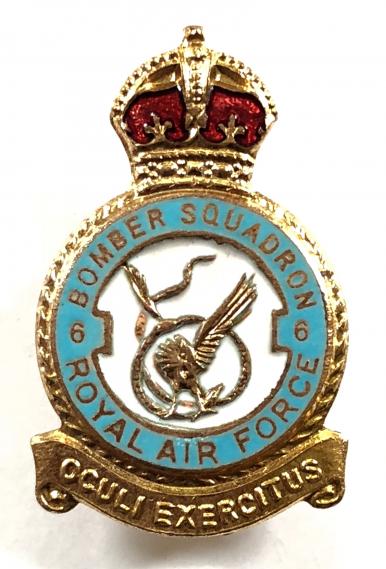 RAF No 6 Bomber Squadron Royal Air Force badge c1940s