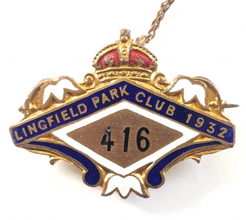 1932 Lingfield Park Club horse racing badge