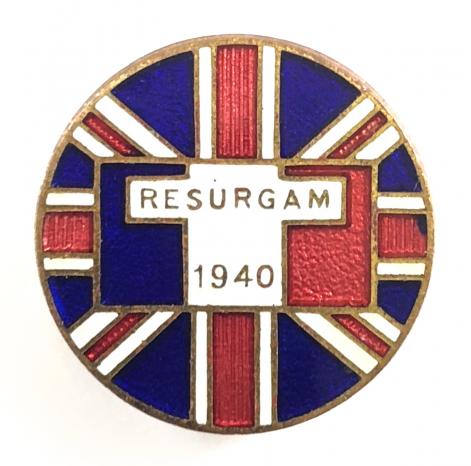 Free French Resurgam 1940 British Union Jack Flag supporter pin badge