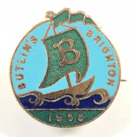 Butlins 1958 Brighton holiday camp sailing boat badge