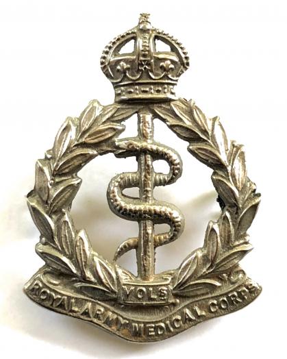 Royal Army Medical Corps Volunteer white metal collar badge c.1901 to 1908